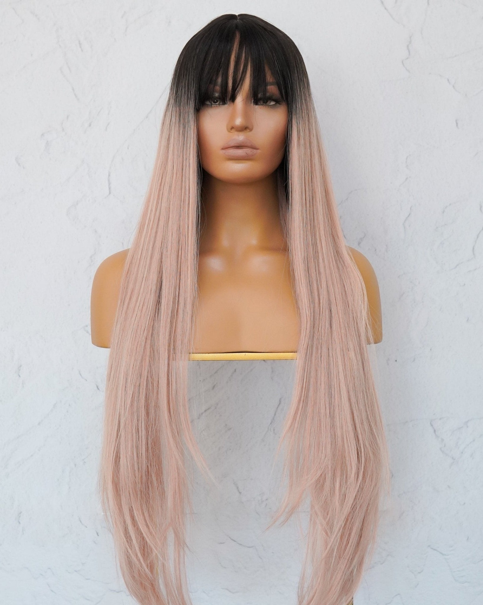 LIRA Dusty Caramel Pink Ombre Fringe Wig - Milk & Honey Wigs