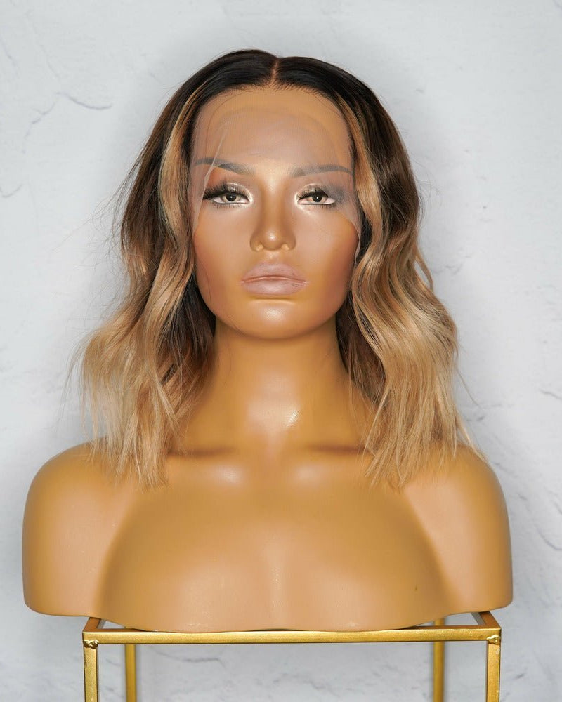 LORELEI Ombre Brown Human Hair Lace Front Wig - Milk & Honey Wigs