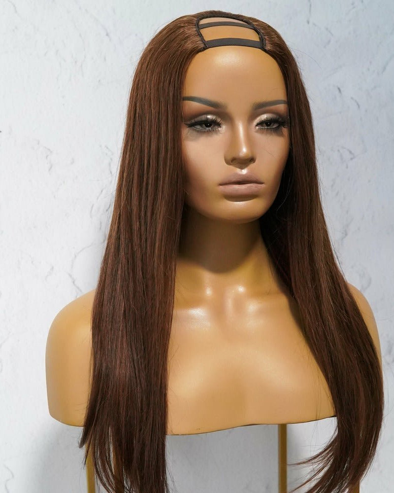 LOREN Medium Brown Human Hair U Part Wig - Milk & Honey Wigs