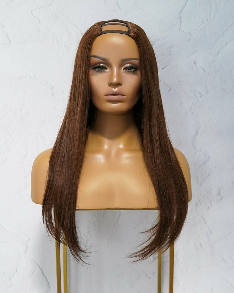 LOREN Medium Brown Human Hair U Part Wig - Milk & Honey Wigs