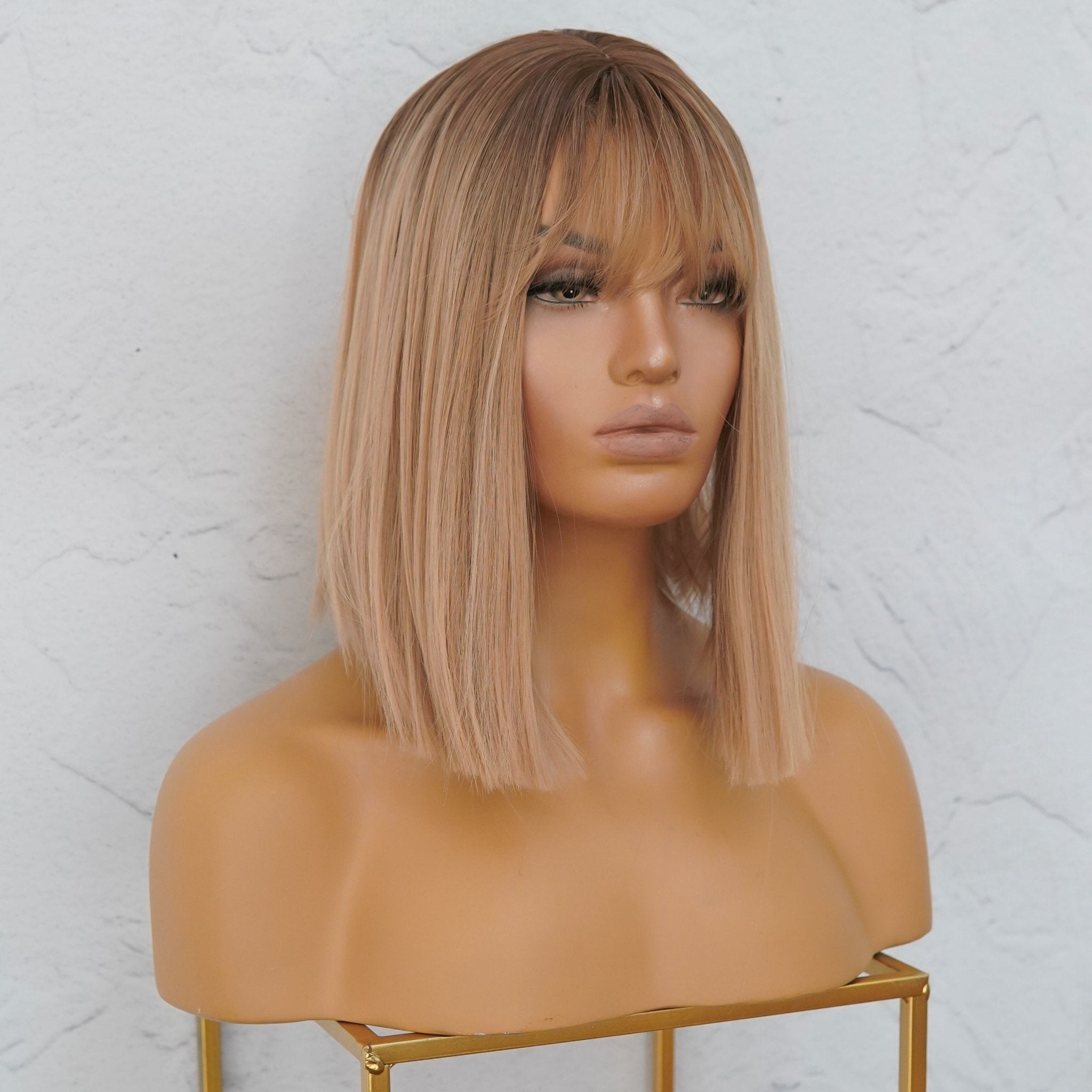 LUCIANA - Ombre Blonde - Fringe Wig | Blonde, 14 Inch, Fringe, Synthetic Hair | Milk & Honey Wigs