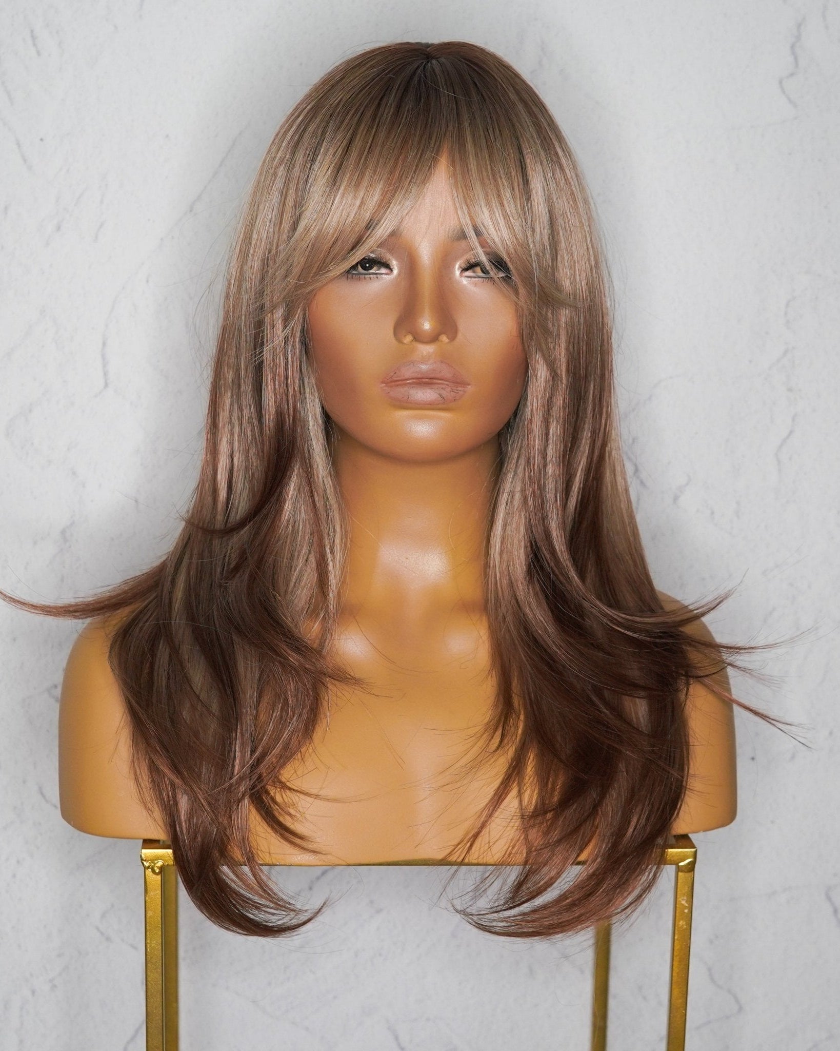 MATILDA Ombre Brown Fringe Wig - Milk & Honey Wigs