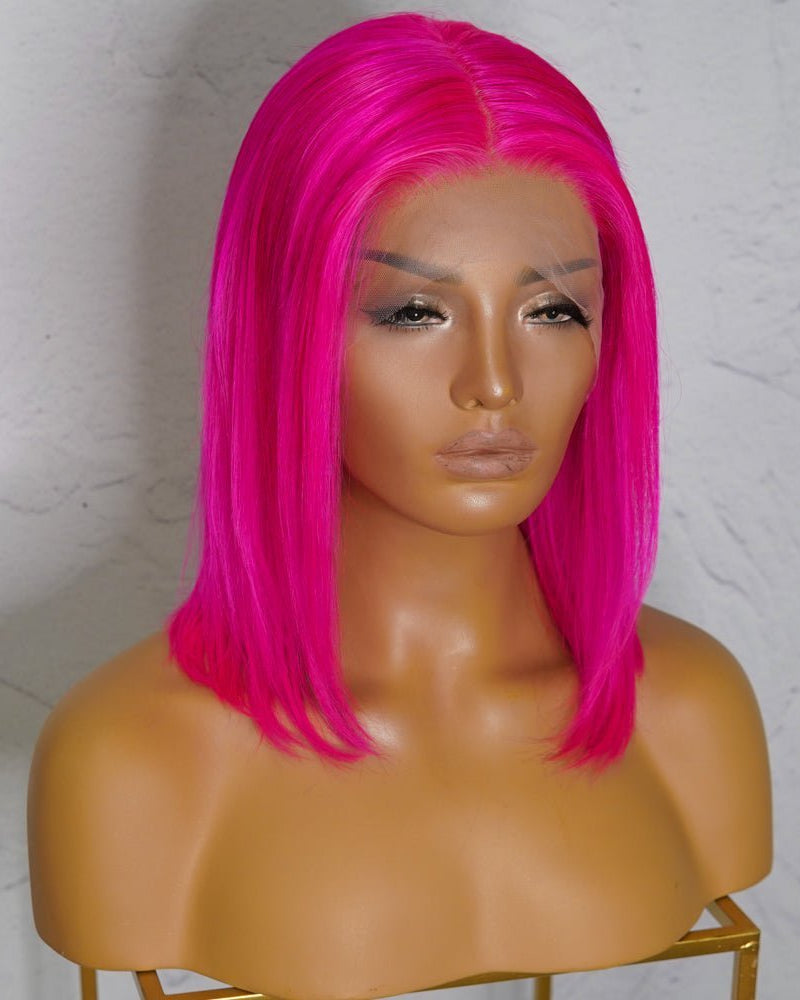 MINX Neon Pink Human Hair Lace Front Wig - Milk & Honey Wigs