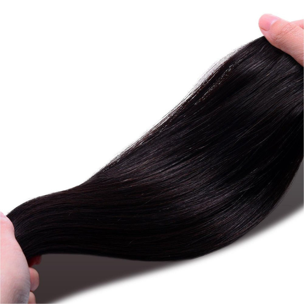 NATURAL BLACK shade 1B human hair clip-in hair extensions | Milk & Honey Wigs