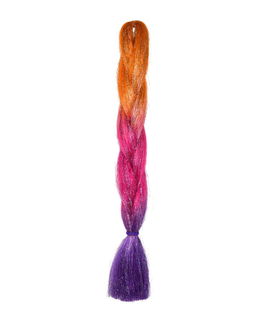 ORANGE, PINK, PURPLE GLITTER BRAID HAIR 24" - Milk & Honey Wigs