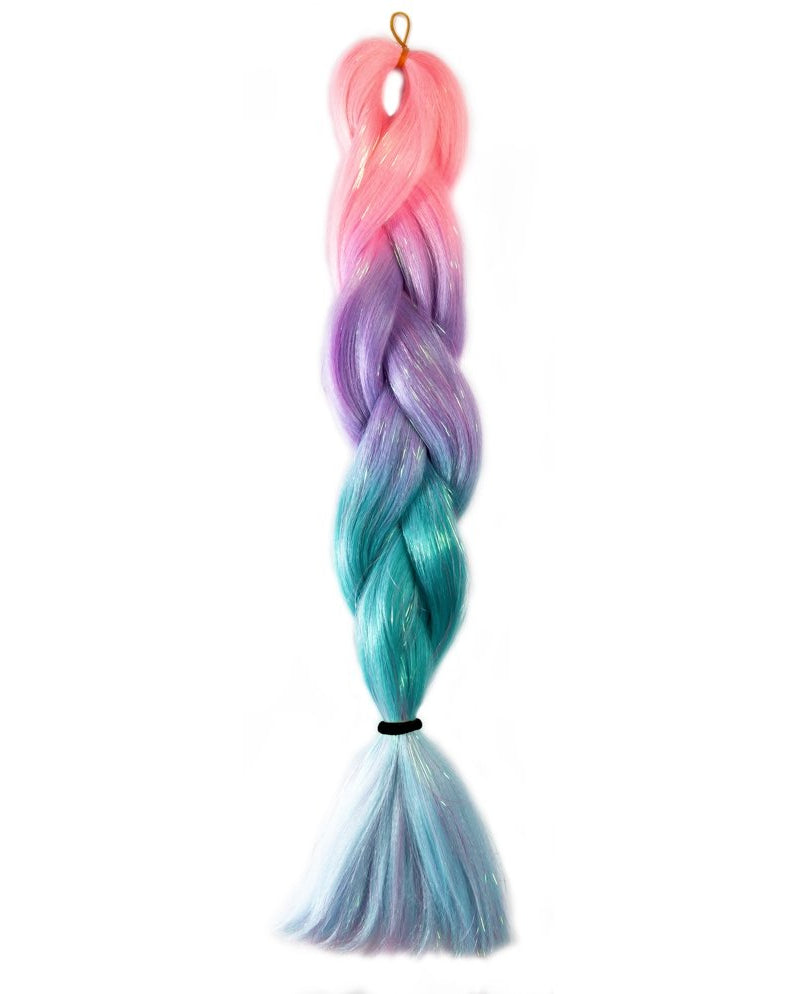 PASTEL PINK, PURPLE, BLUE GLITTER BRAID HAIR 24" - Milk & Honey Wigs