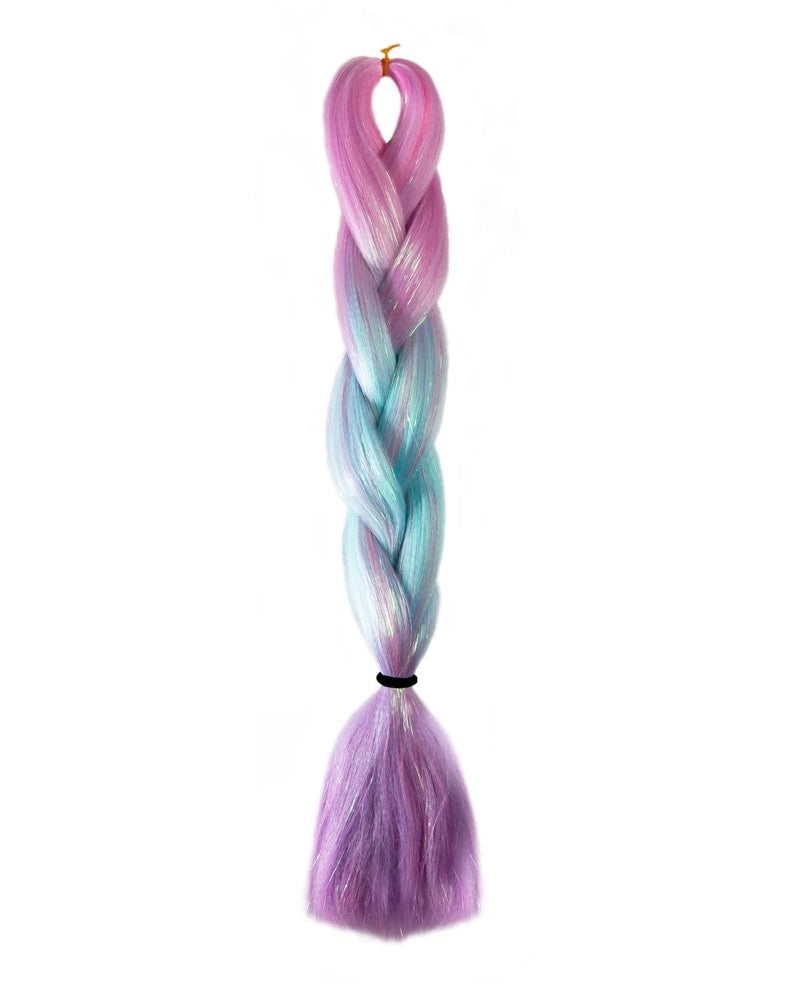 PINK, BLUE, PURPLE GLITTER BRAID HAIR 24" - Milk & Honey Wigs