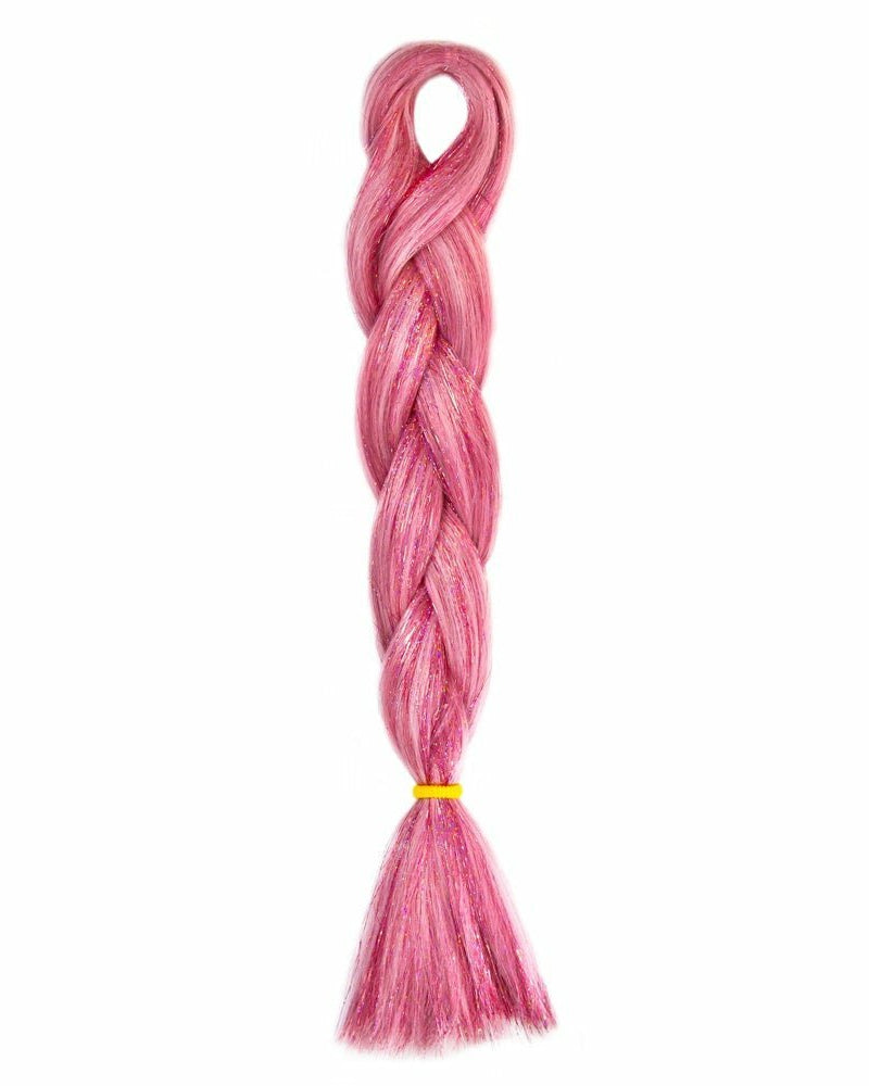 PINK GLITTER BRAID HAIR 24" - Milk & Honey Wigs
