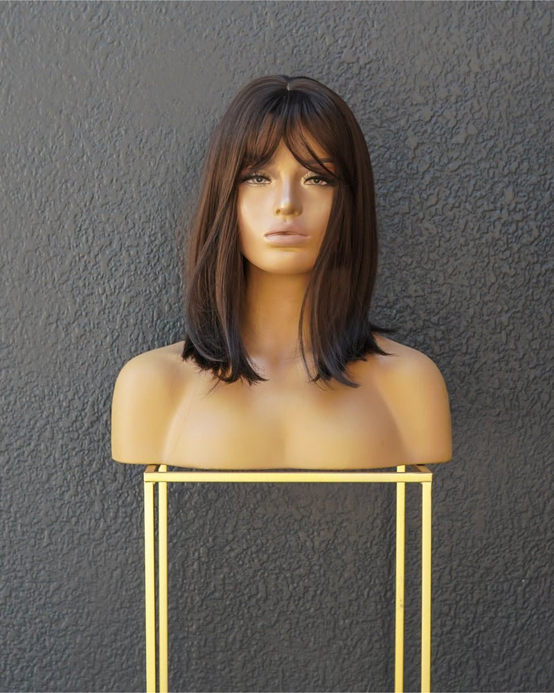REIGN Dark Brown Fringe Wig - Milk & Honey Wigs
