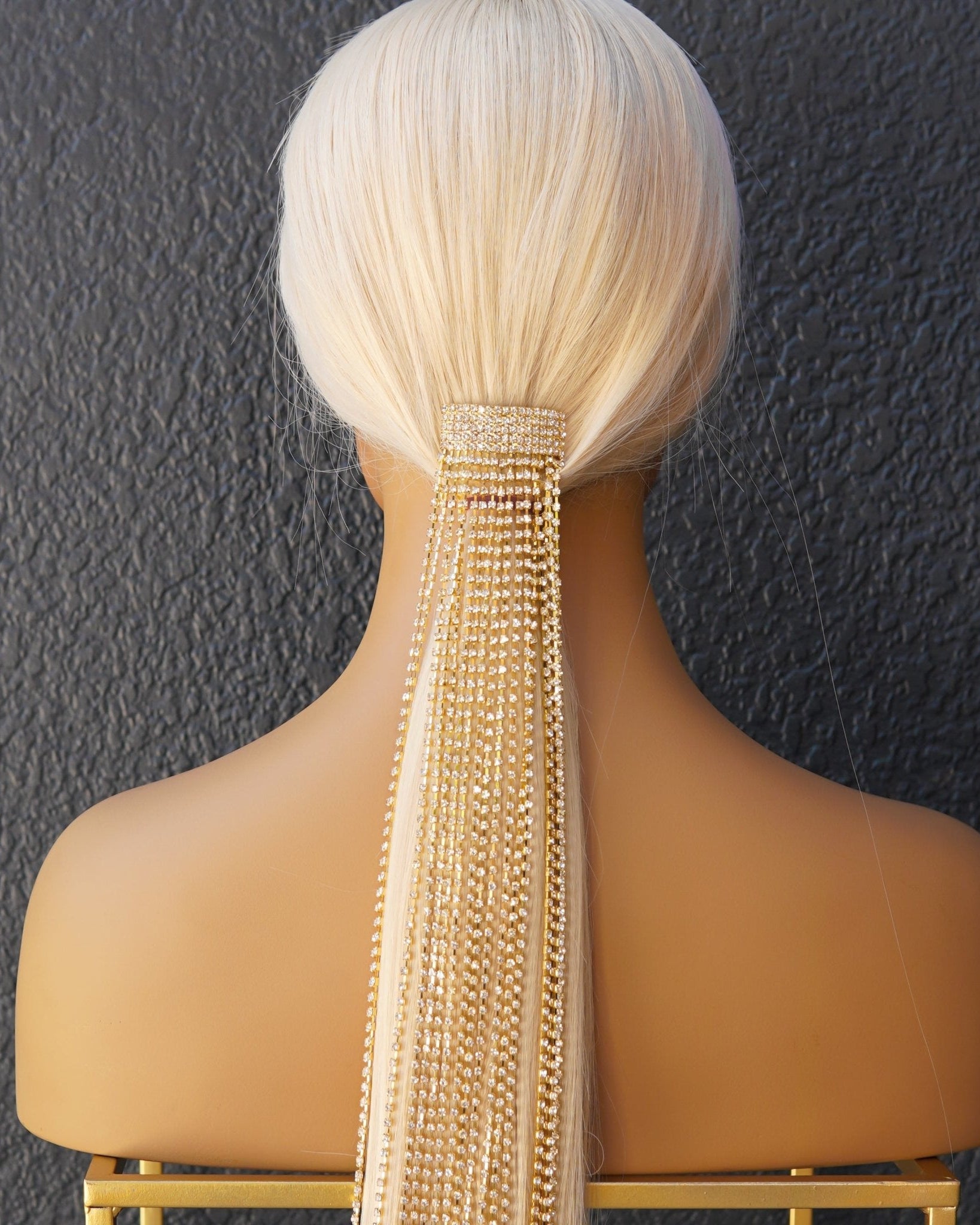 Rhinestone Ponytail Hair Chain - GOLD - Milk & Honey Wigs