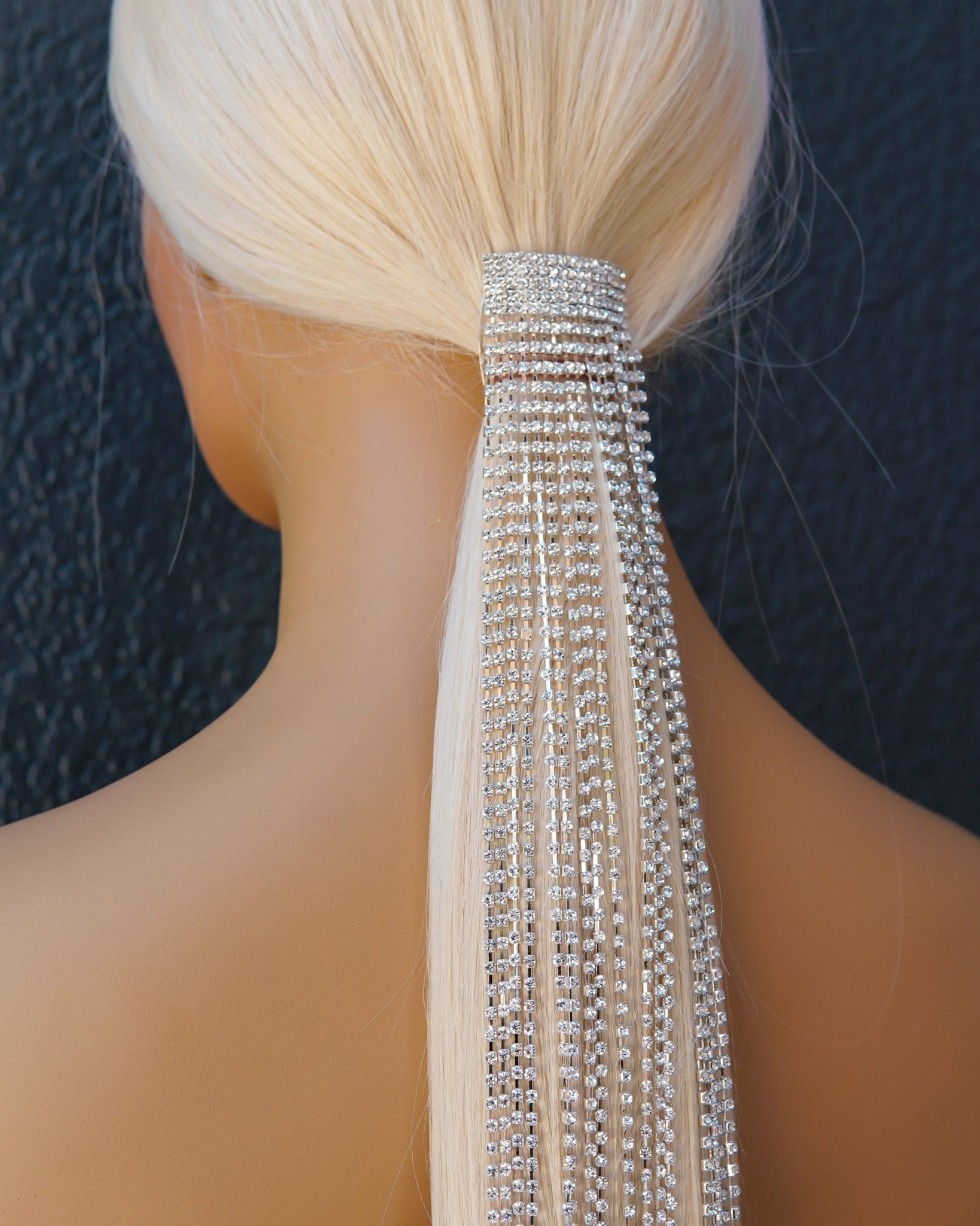 Rhinestone Ponytail Hair Chain - SILVER - Milk & Honey Wigs