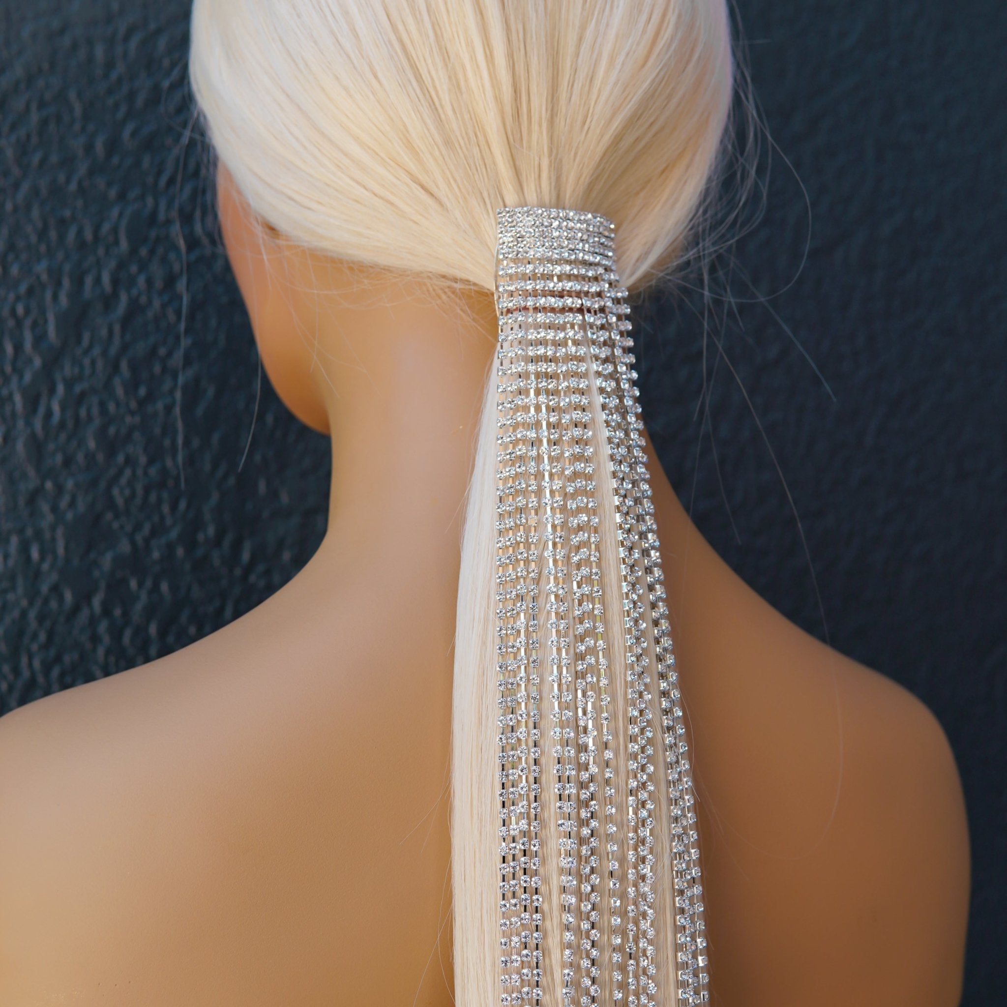 Rhinestone Ponytail Hair Chain - SILVER - Milk & Honey Wigs