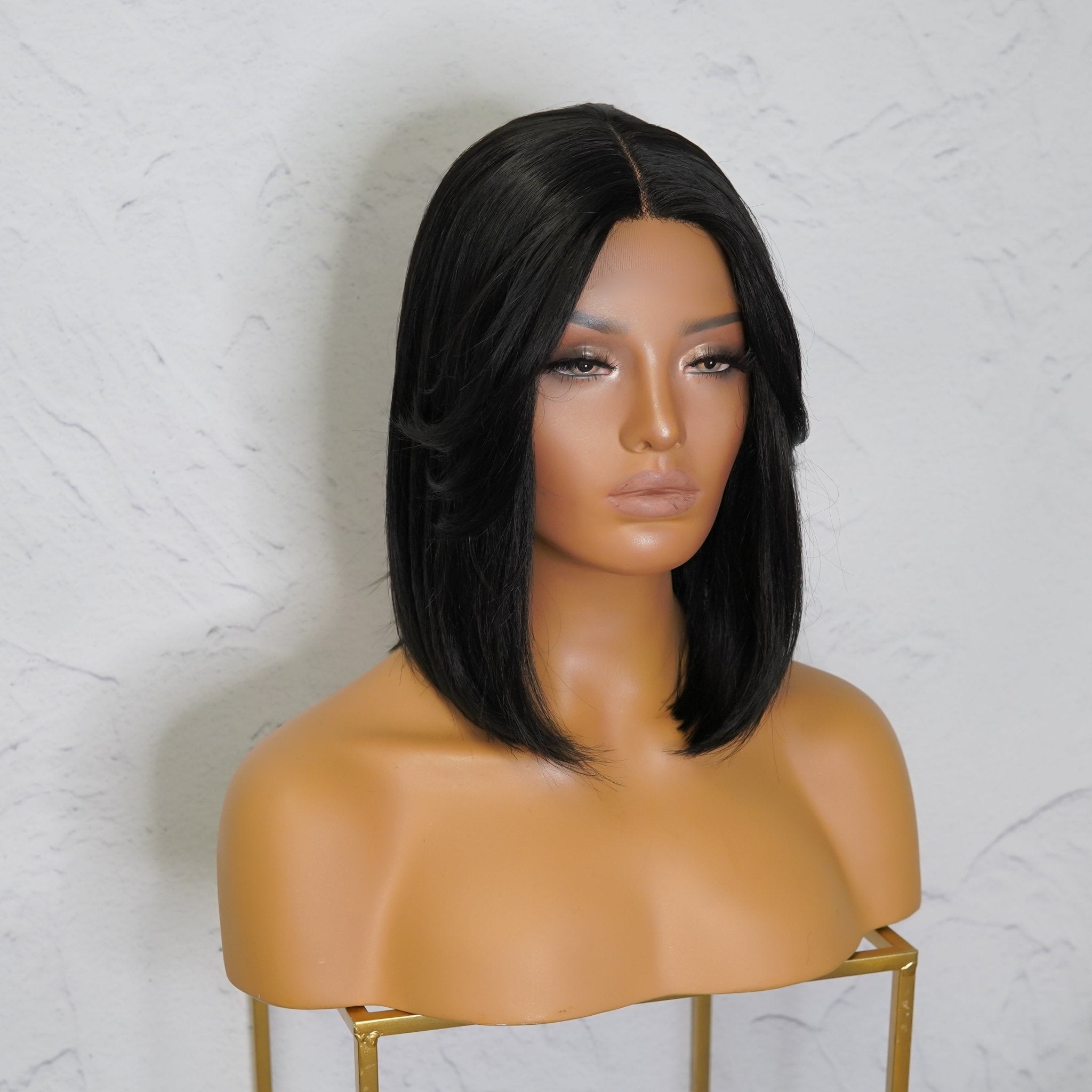 SABRINA - Black - Lace Front Wig | Black, 14 Inch, T-Part Lace Front, Synthetic Hair | Milk & Honey Wigs