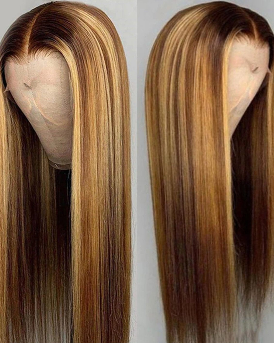 SAMPLE Mixed Brown Human Hair 13x4 Lace Front Wig ** READY TO SHIP ** - Milk & Honey Wigs