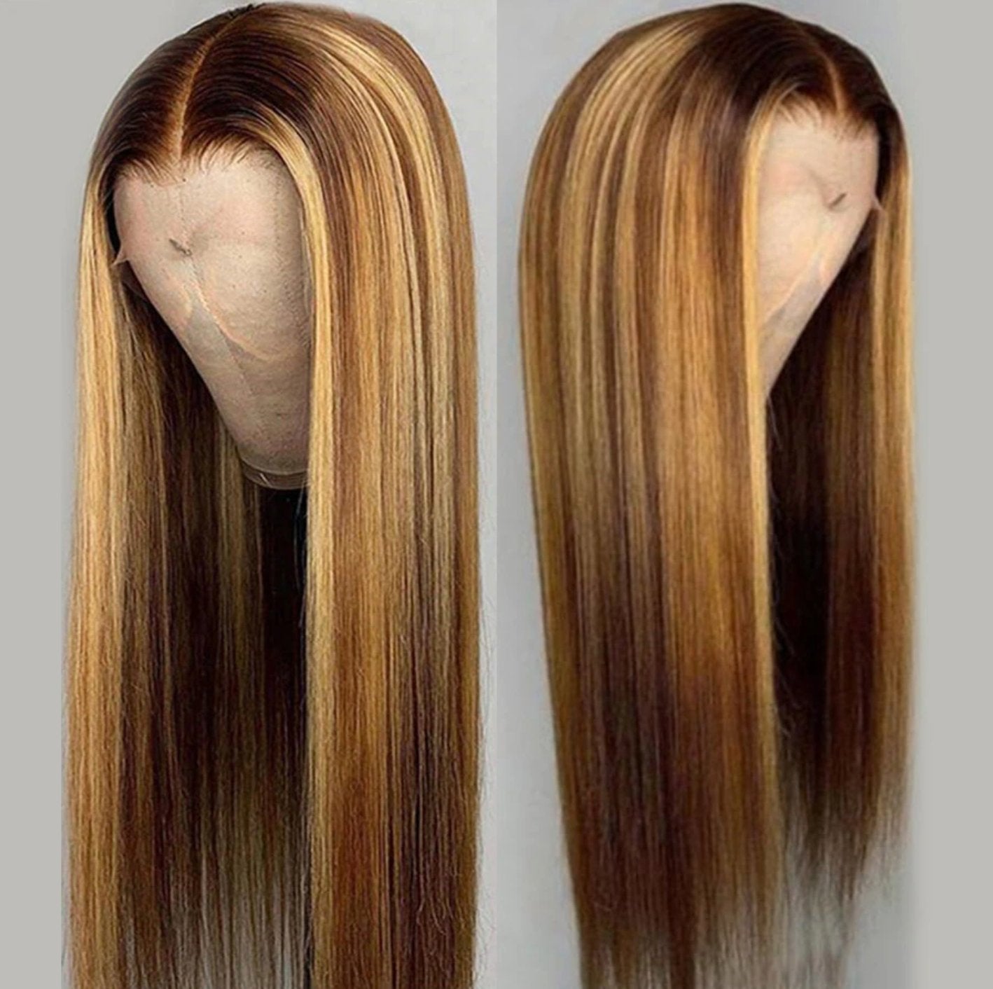 SAMPLE Mixed Brown Human Hair 13x4 Lace Front Wig ** READY TO SHIP ** - Milk & Honey Wigs