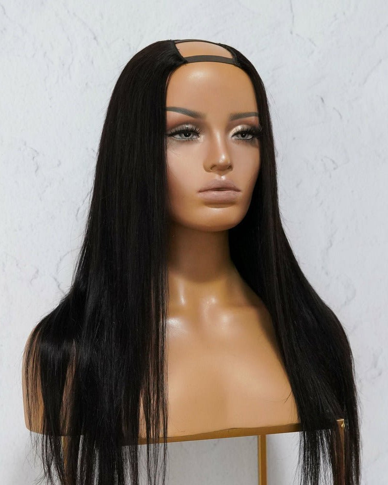 SARAH Black Human Hair U Part Wig - Milk & Honey Wigs