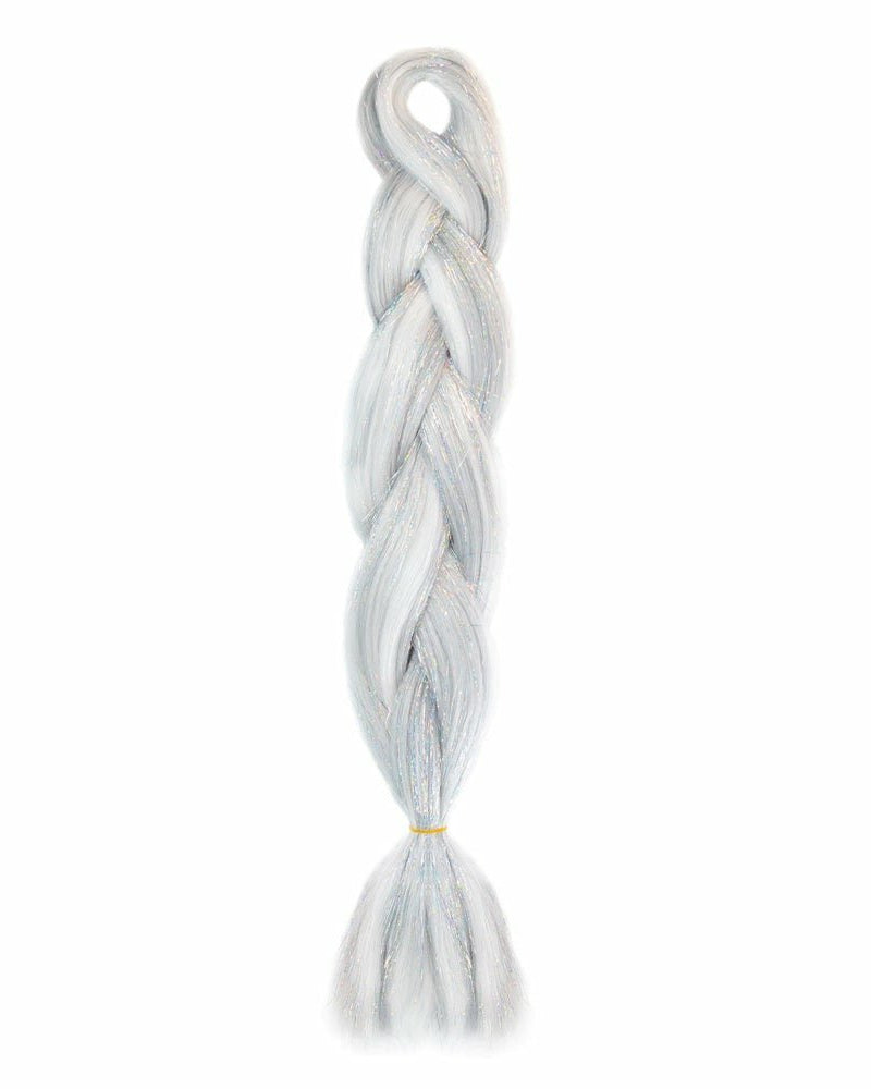 SILVER GLITTER BRAID HAIR 24" - Milk & Honey Wigs