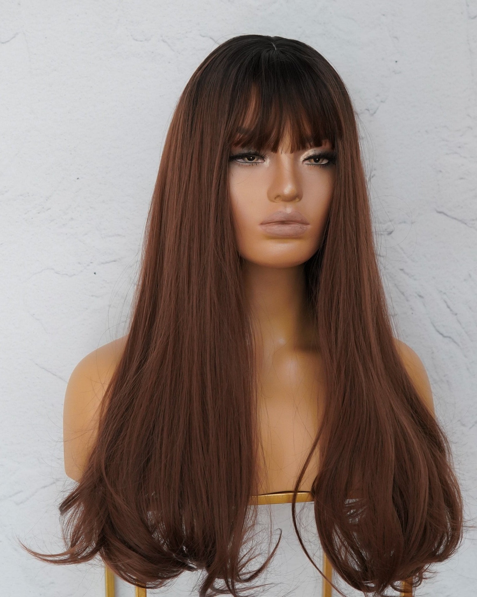 STACEY Brown Ombre Fringe Wig - Milk & Honey Wigs