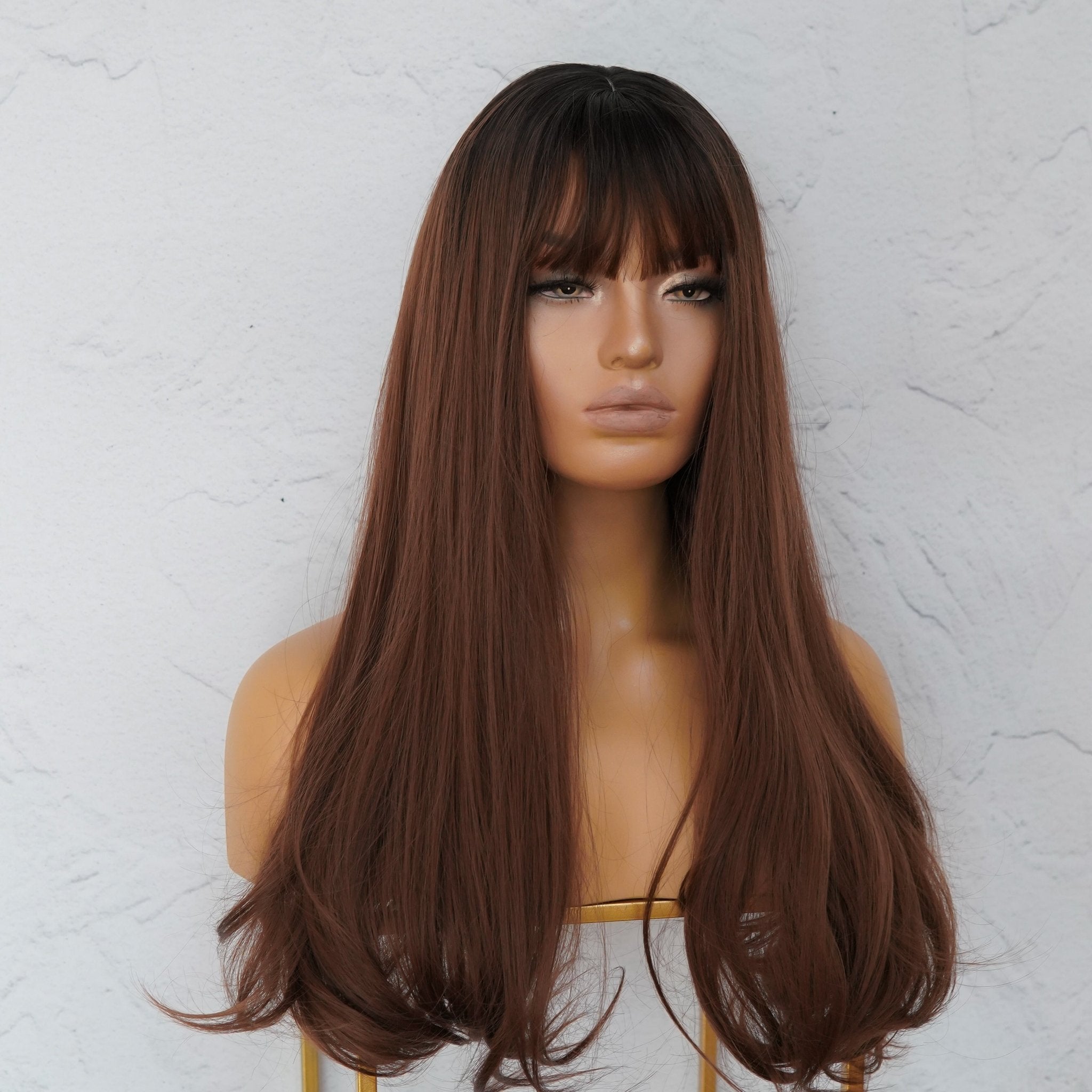 STACEY Brown Ombre Fringe Wig - Milk & Honey Wigs