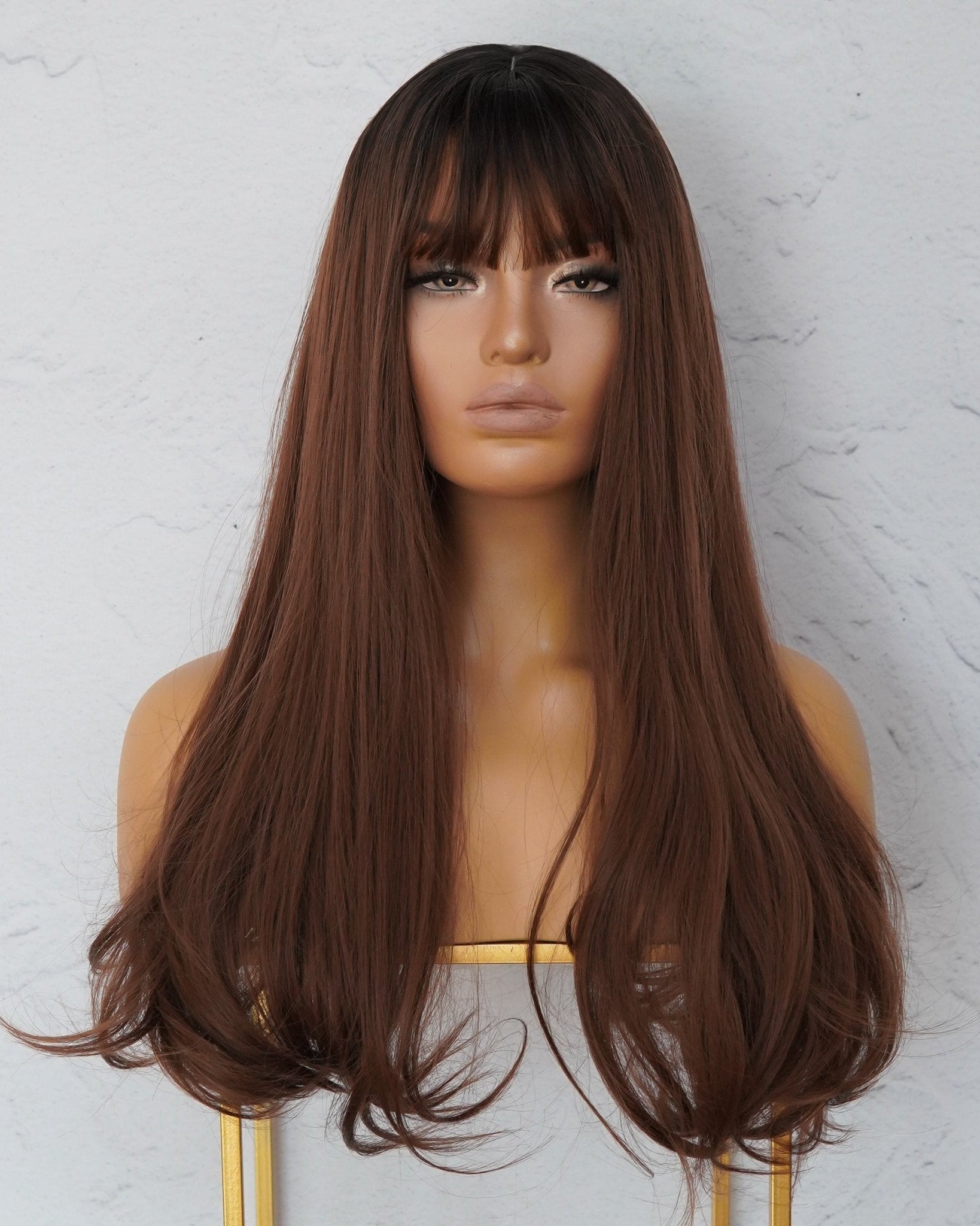 STACEY Brown Ombre Fringe Wig - Milk & Honey Wigs