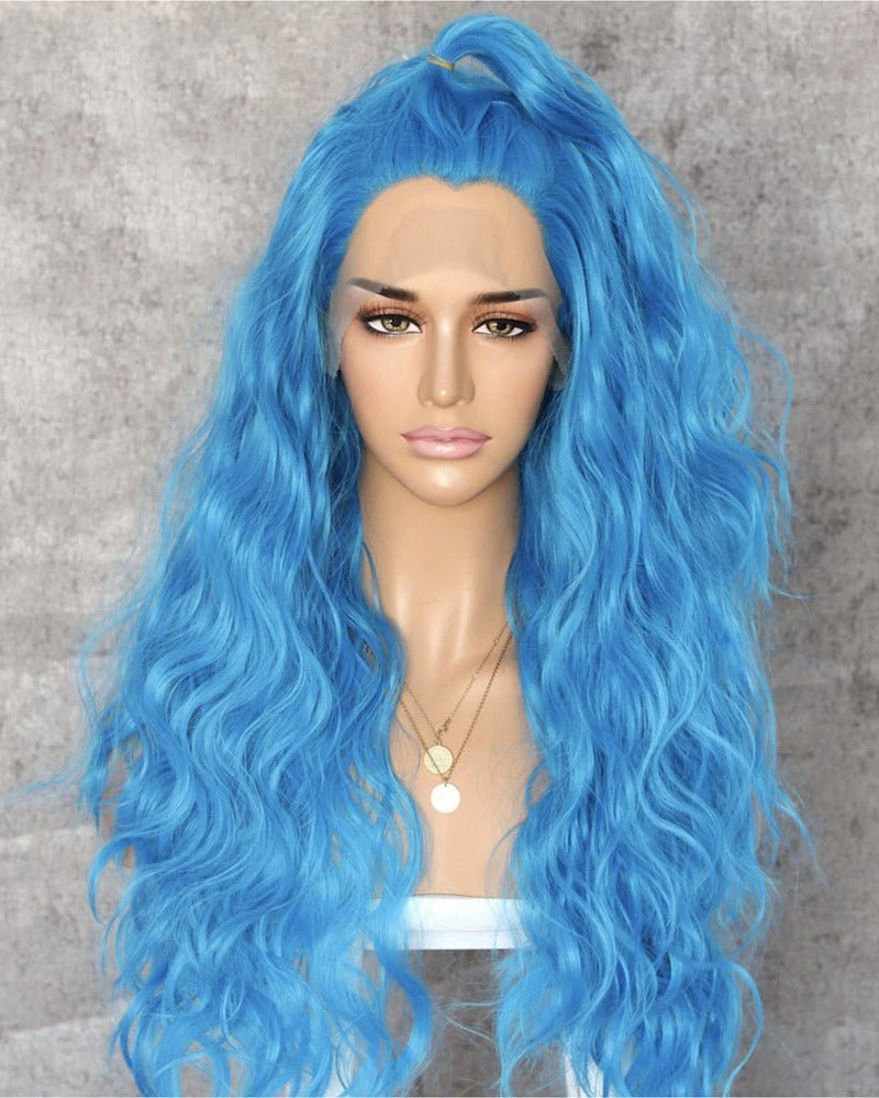 Stuntin' Blue Wavy 24" Lace Front Wig - Milk & Honey Wigs