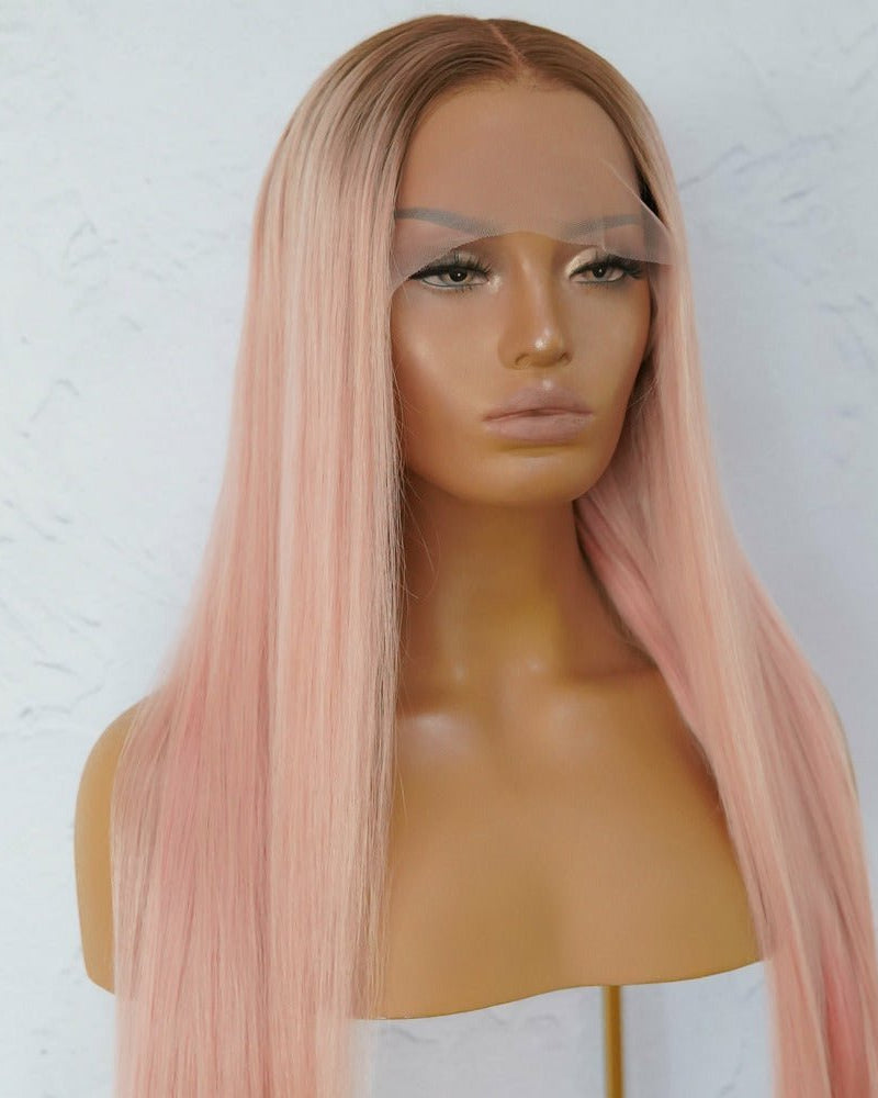 SUGAR Pink Human Hair Lace Front Wig - Milk & Honey Wigs