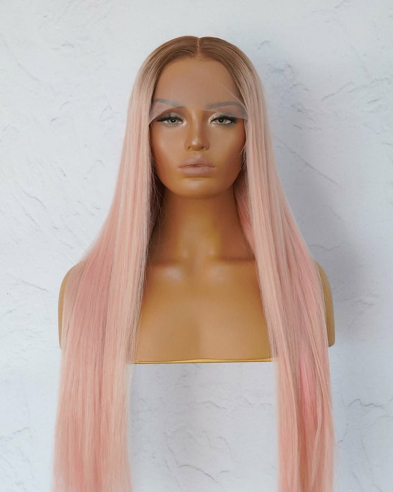SUGAR Pink Human Hair Lace Front Wig - Milk & Honey Wigs