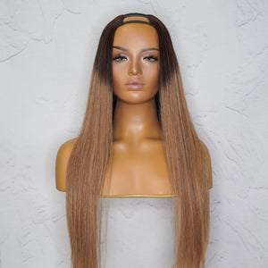 SUZY Ombre Brown Human Hair U Part Wig - Milk & Honey