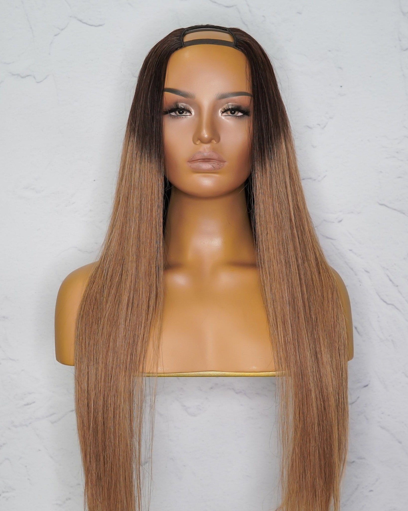 SUZY Ombre Brown Human Hair U Part Wig - Milk & Honey Wigs