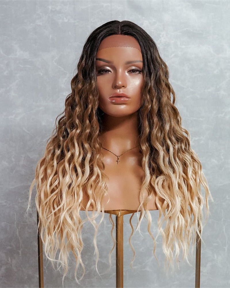 TEGAN Ombre Curly Lace Front Wig - Milk & Honey