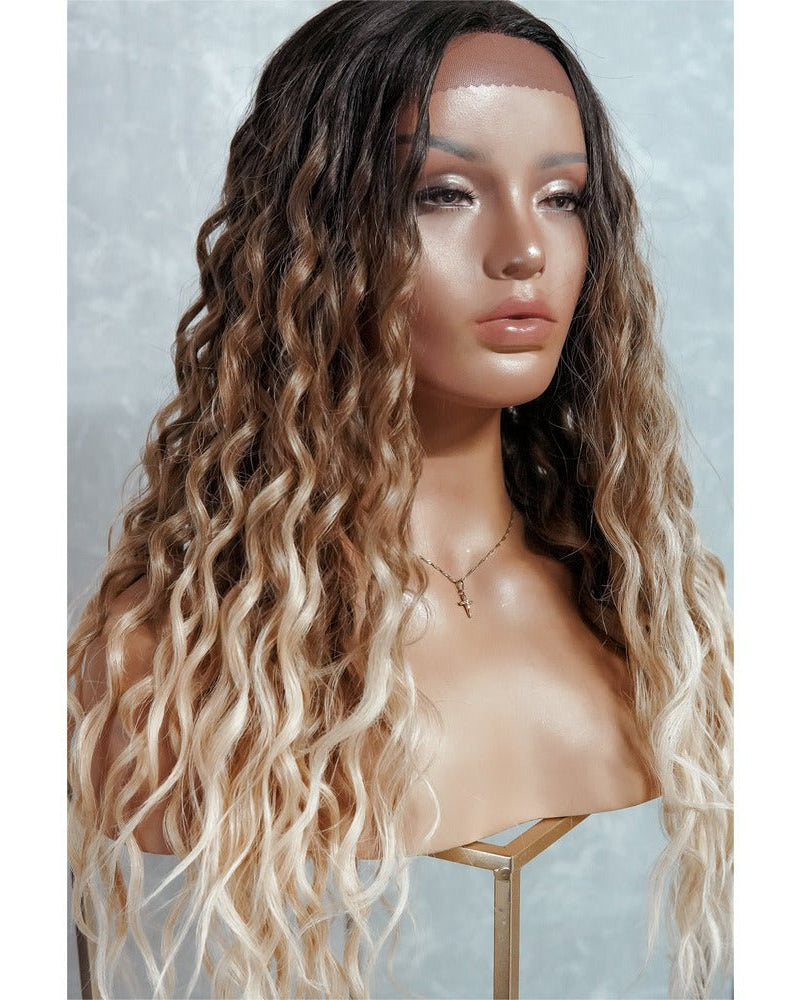 TEGAN Ombre Curly Lace Front Wig - Milk & Honey