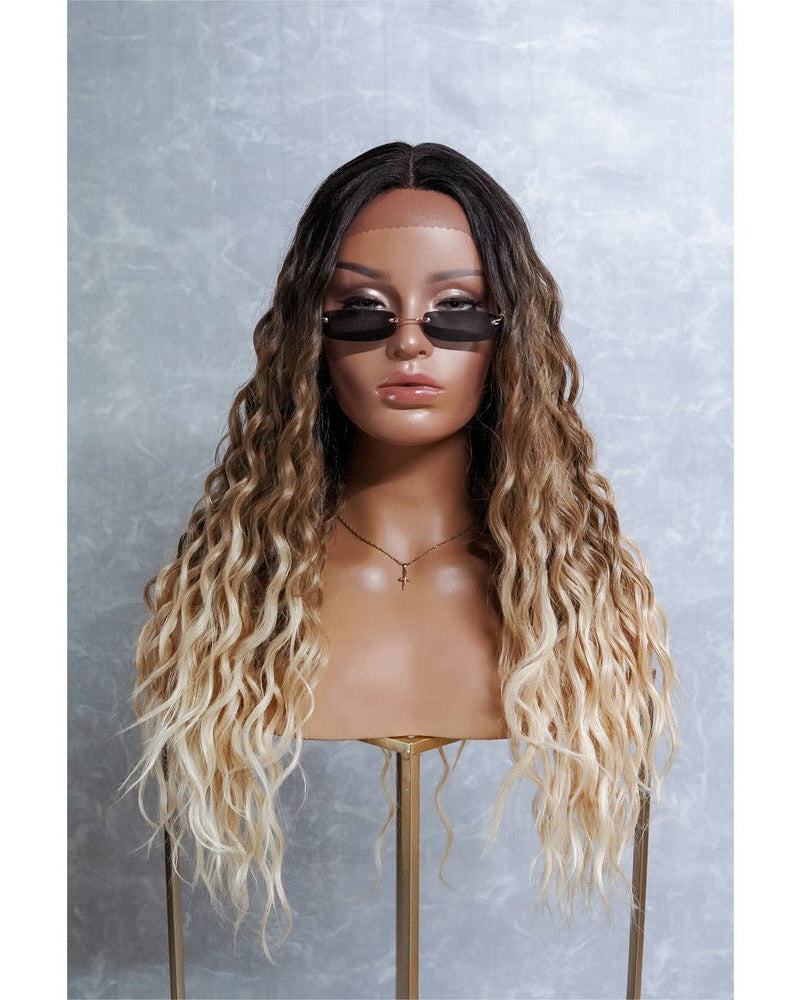 TEGAN Ombre Curly Lace Front Wig - Milk & Honey
