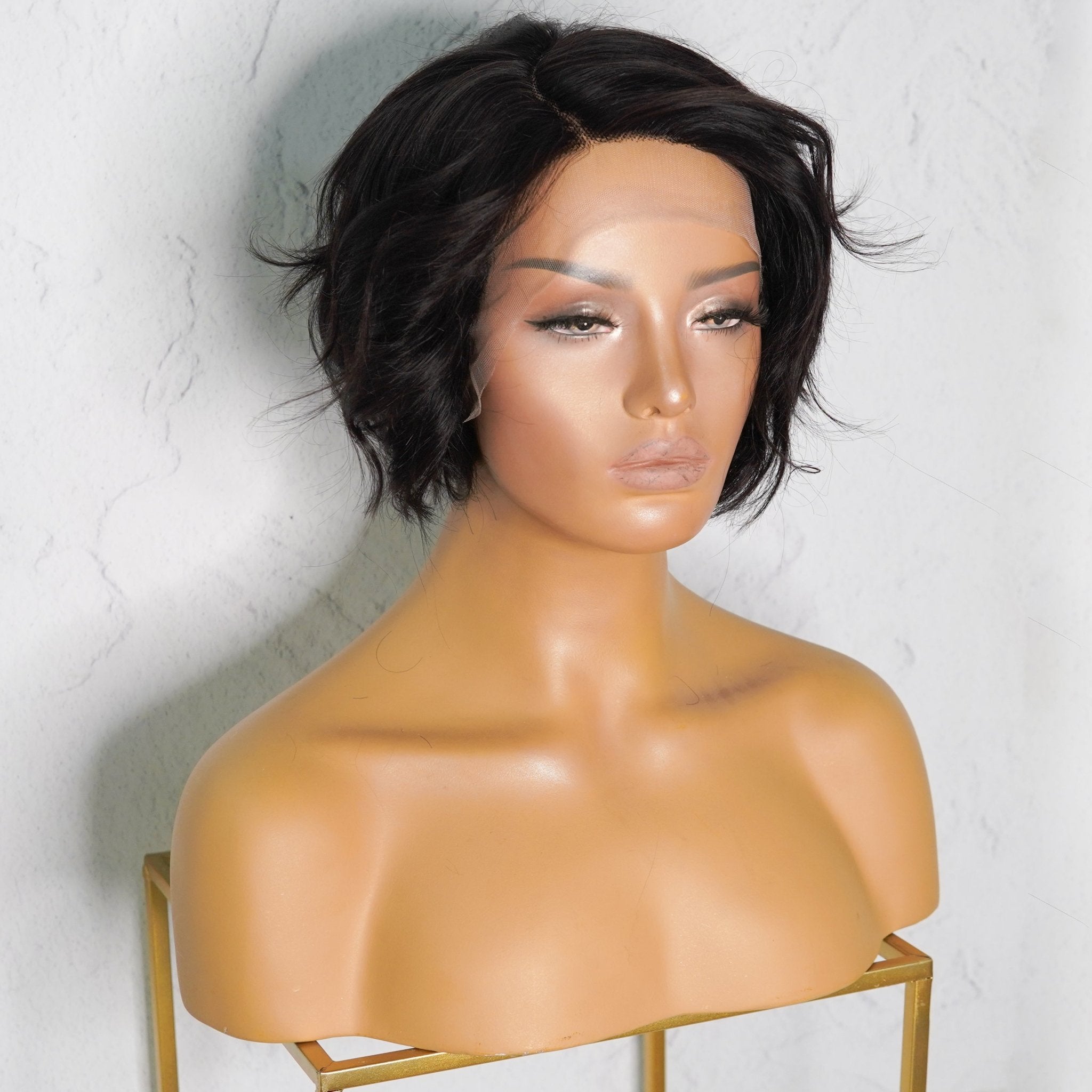 VALERIE Natural Black Human Hair Lace Front Wig - Milk & Honey Wigs