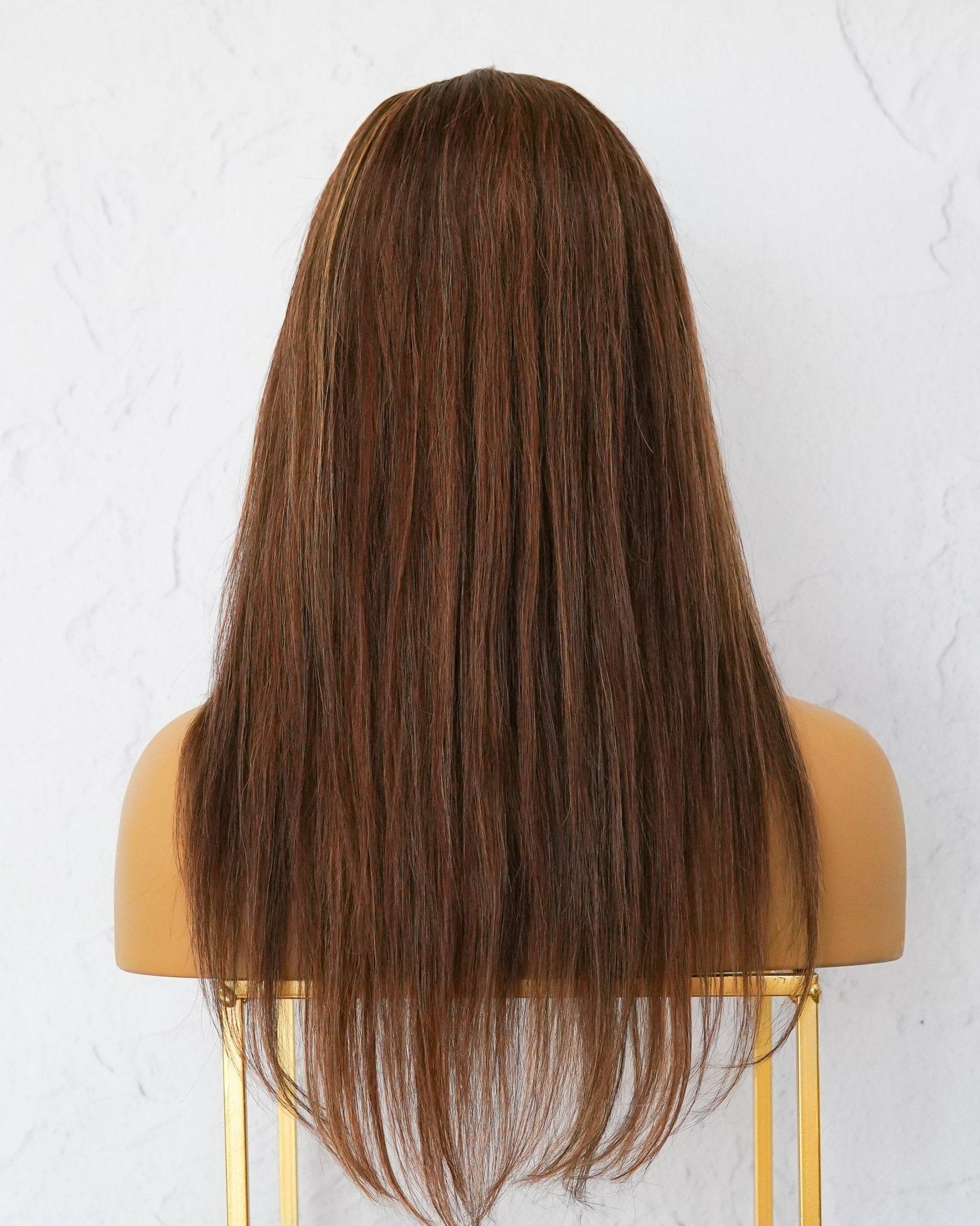 VICTORIA Brown Human Hair Fringe Wig ** READY TO SHIP ** - Milk & Honey Wigs