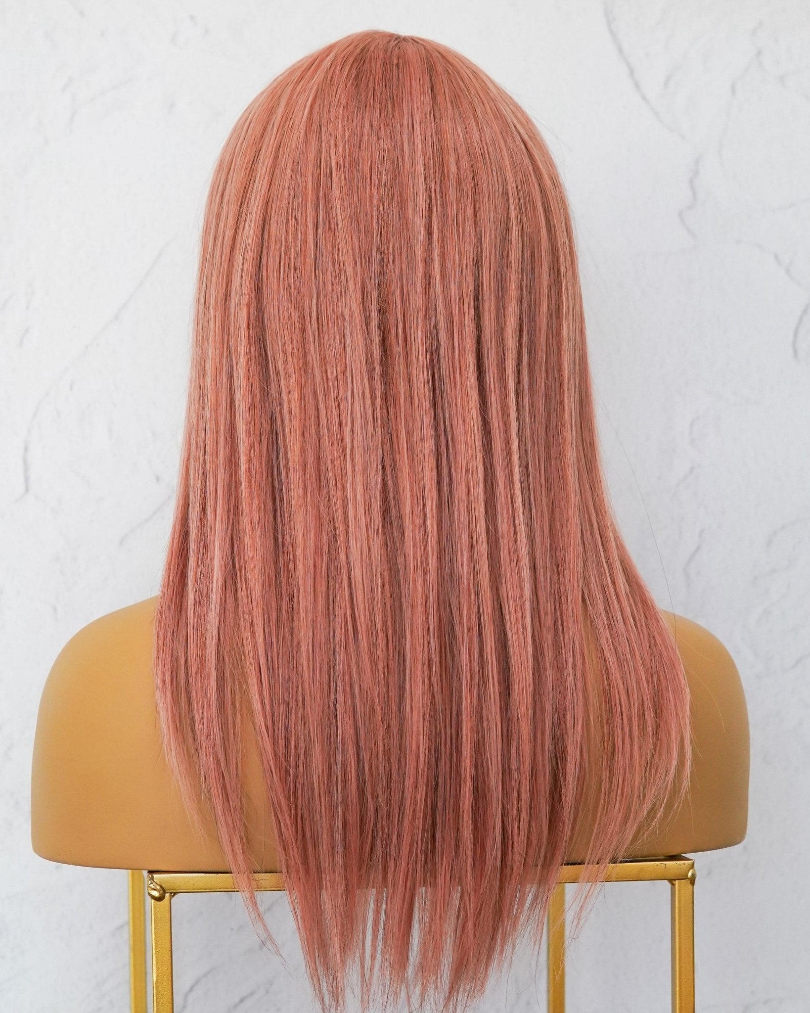 VICTORIA Dusty Pink Human Hair Fringe Wig - Milk & Honey Wigs