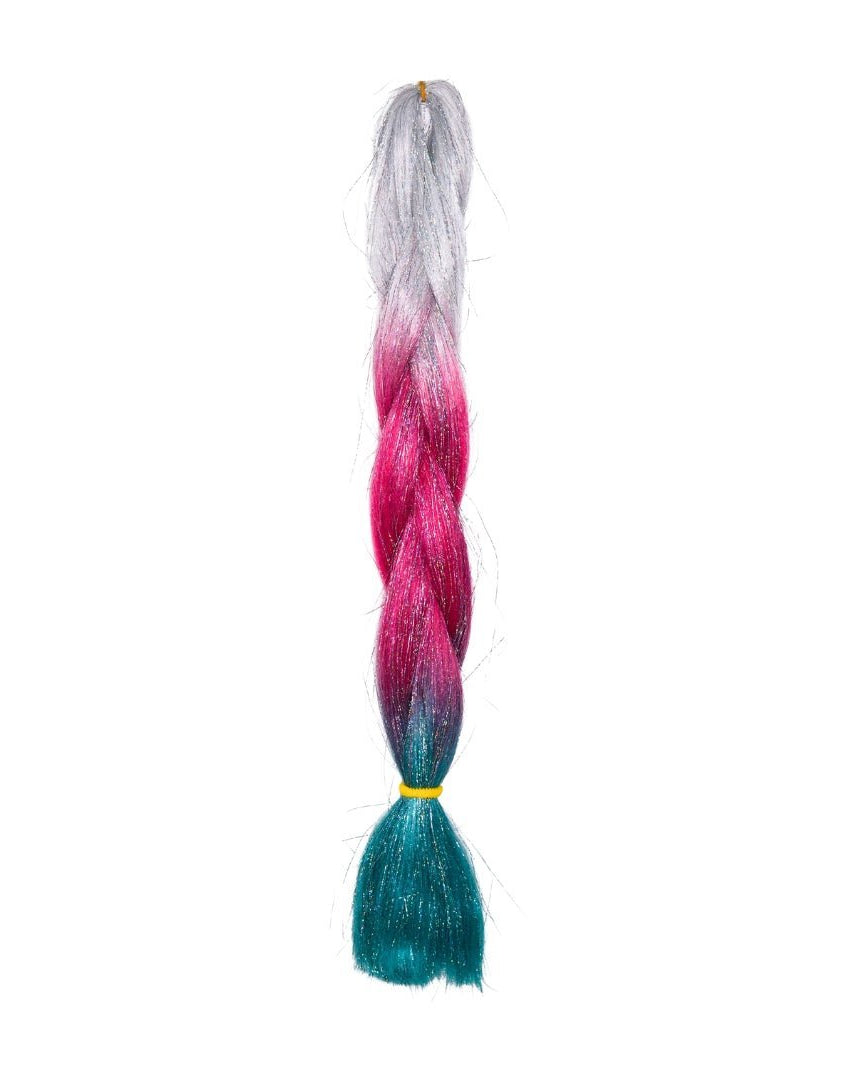 WHITE, PINK,TEAL GLITTER BRAID HAIR 24" - Milk & Honey Wigs