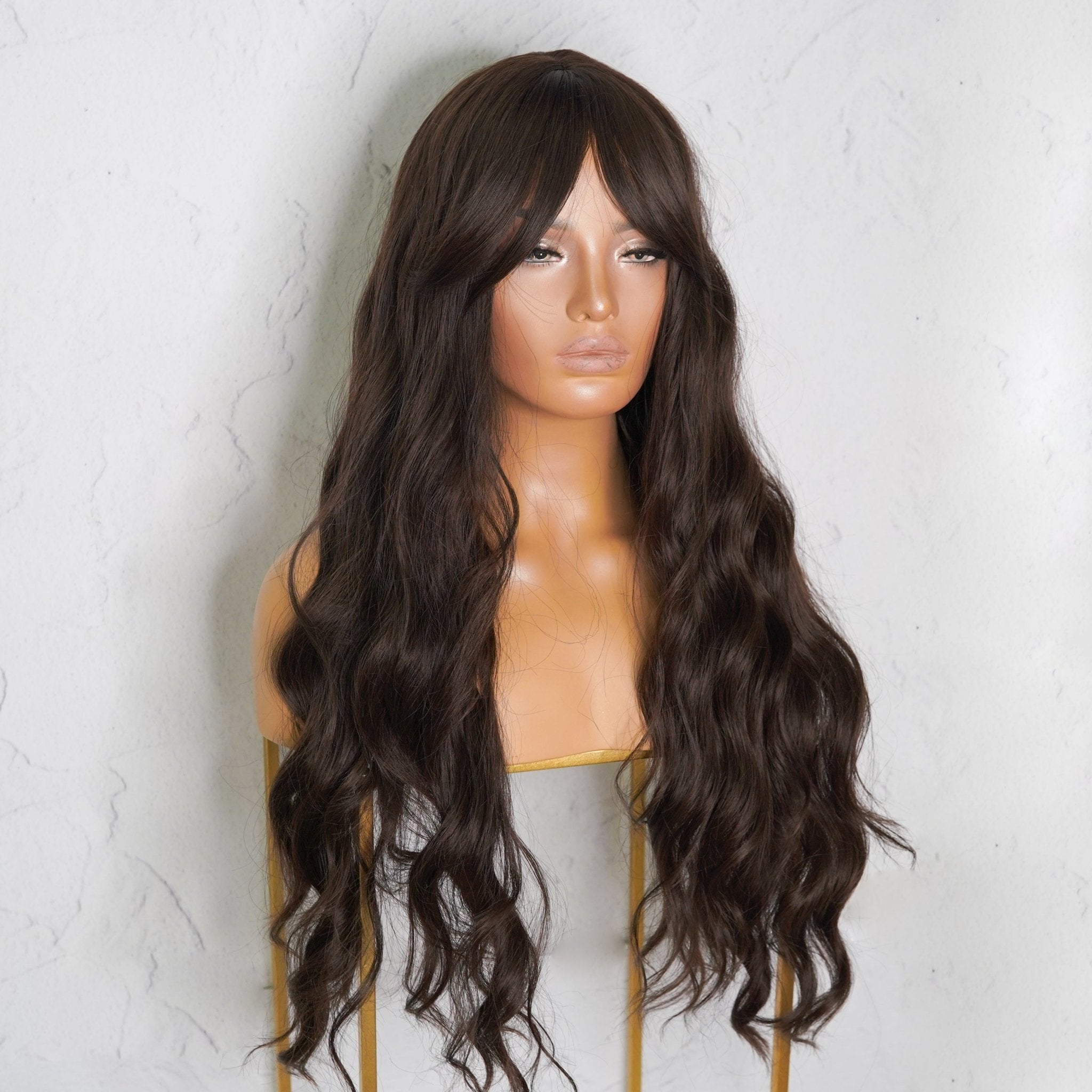 YASMIN - Dark Brown - Fringe Wig | Brown, 28 Inch+, Fringe, Synthetic Hair | Milk & Honey Wigs