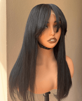 16" 1 JET BLACK Vicki Human Hair 5x5" Fringe Wig - Milk & Honey Wigs