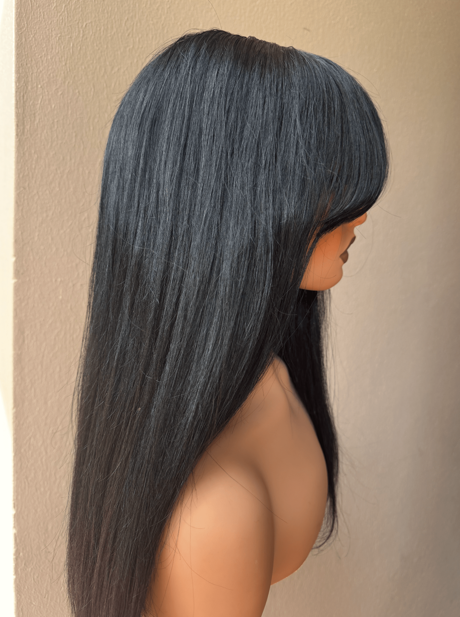 16&quot; 1 JET BLACK Vicki Human Hair 5x5&quot; Fringe Wig - Milk &amp; Honey Wigs