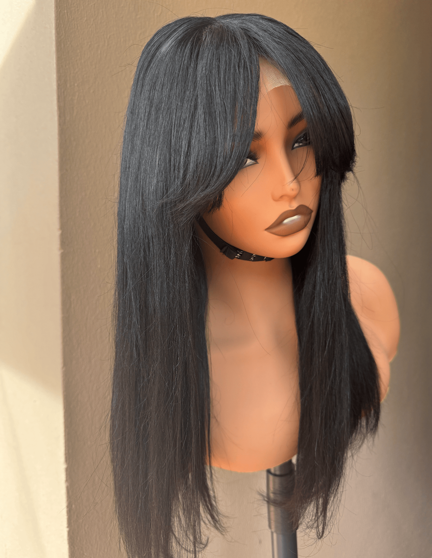 16&quot; 1 JET BLACK Vicki Human Hair 5x5&quot; Fringe Wig - Milk &amp; Honey Wigs