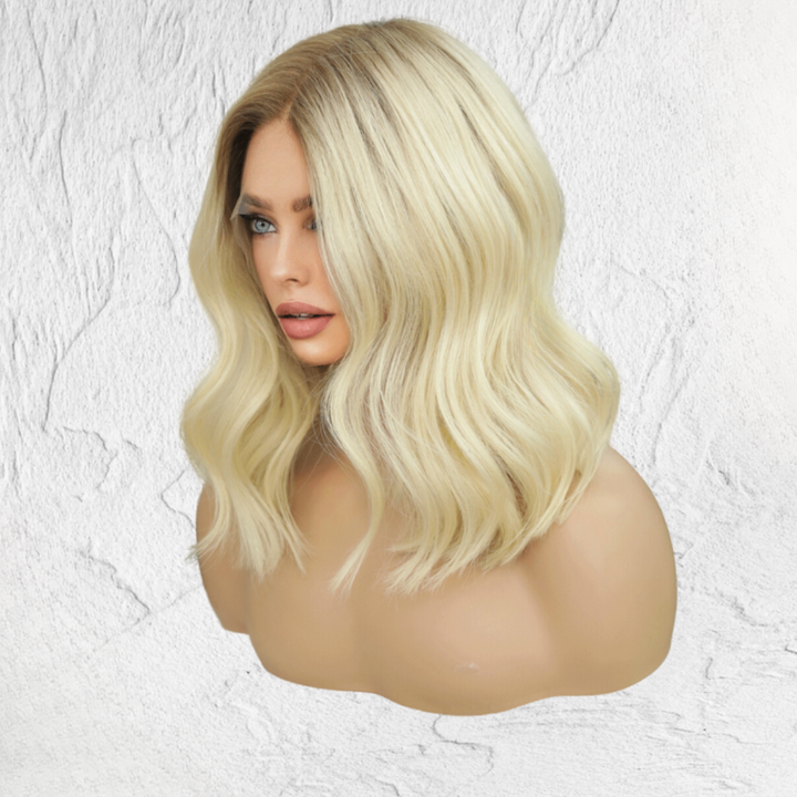 Root Stretch Blonde Human Hair Lace Front Wig