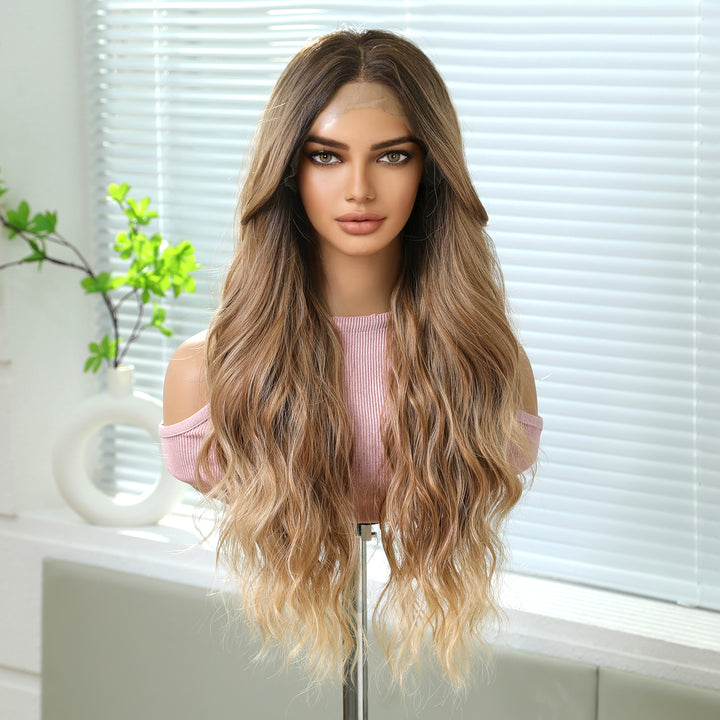 Natural Brunette Ombre Wavy 13x6 Lace Front Wig - MARKETPLACE