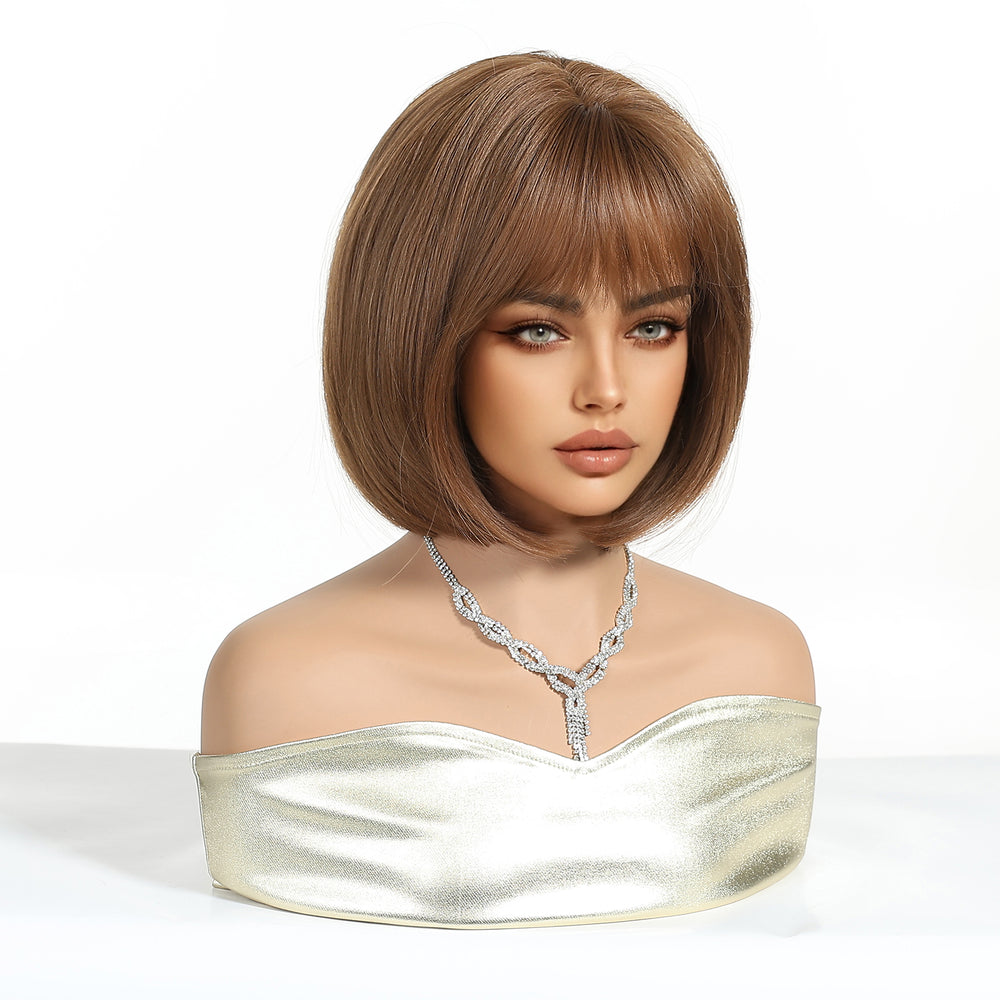 Chestnut Brown Bob with Fringe Wig - MARKETPLACE