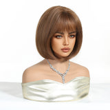Chestnut Brown Bob with Fringe Wig - MARKETPLACE