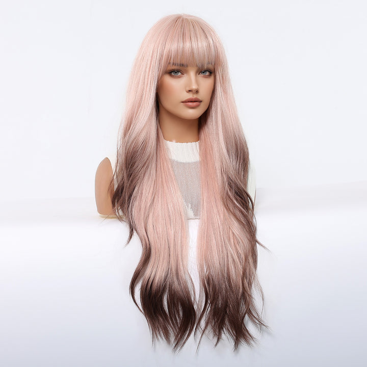 Pink Ombre Long Wavy Wig - MARKETPLACE