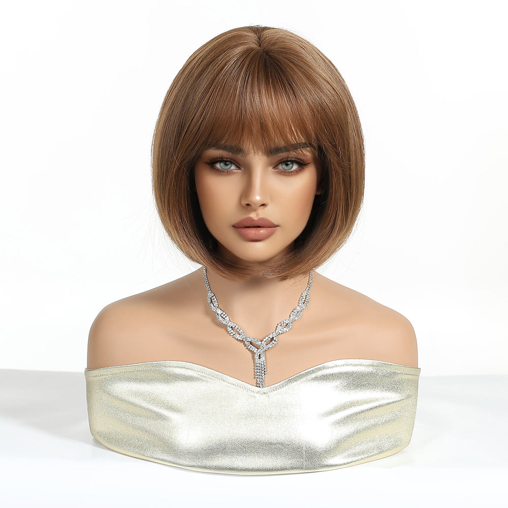 Chestnut Brown Bob with Fringe Wig - MARKETPLACE