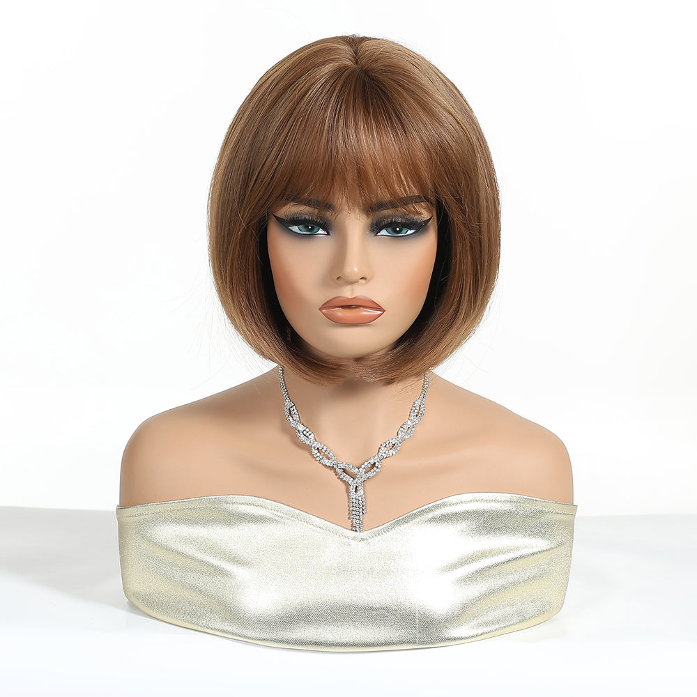 Chestnut Brown Bob with Fringe Wig - MARKETPLACE