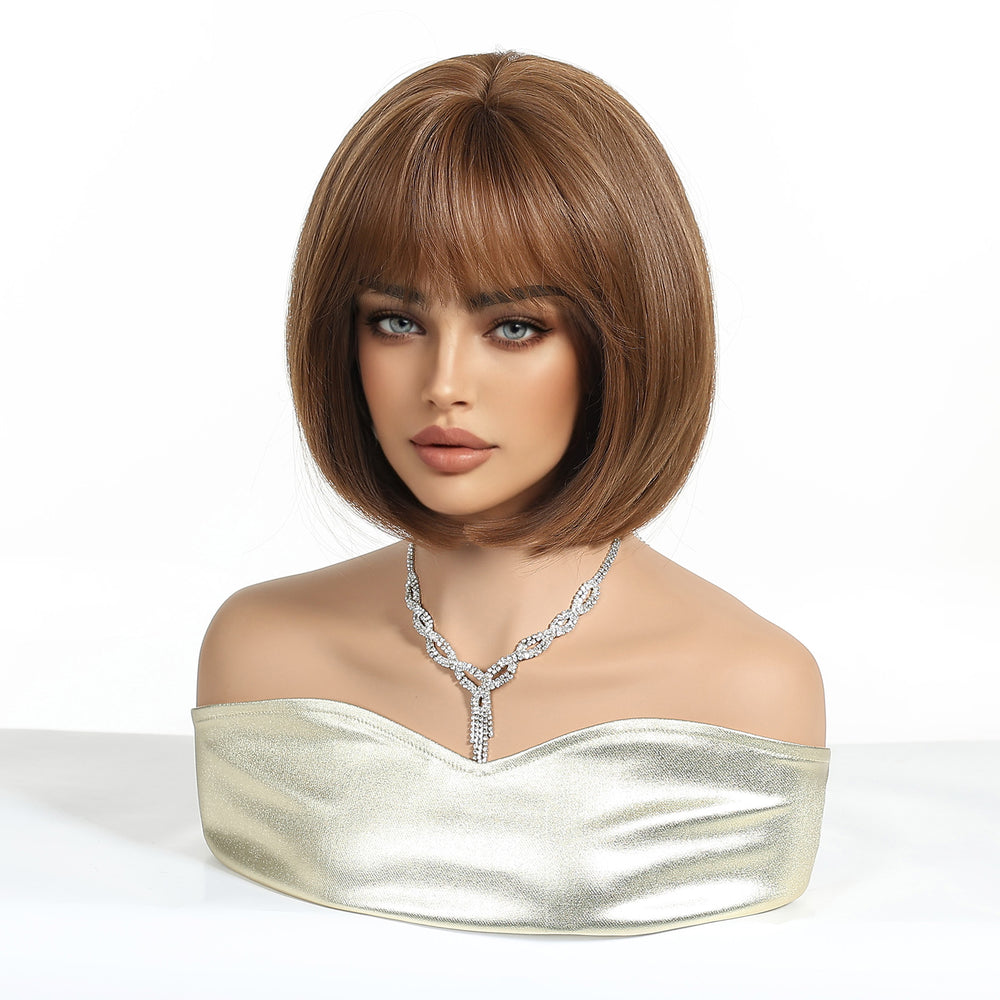 Chestnut Brown Bob with Fringe Wig - MARKETPLACE