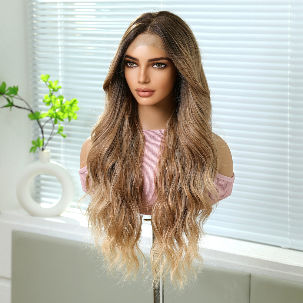 Natural Brunette Ombre Wavy 13x6 Lace Front Wig - MARKETPLACE