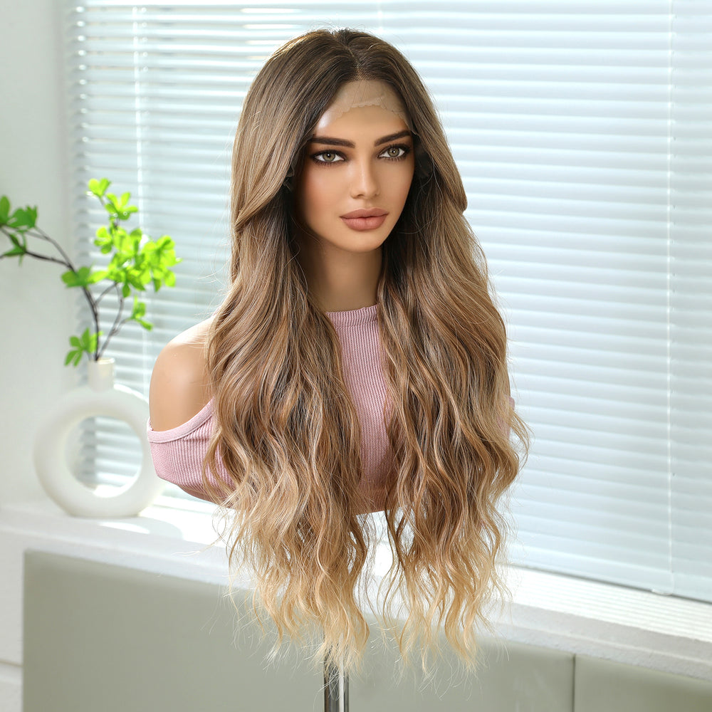 Natural Brunette Ombre Wavy 13x6 Lace Front Wig - MARKETPLACE